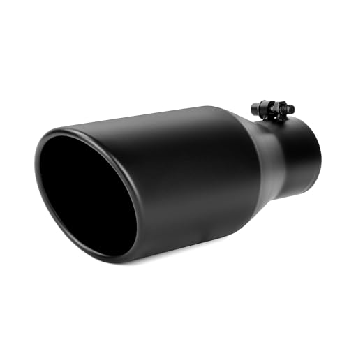 Richeer 3” Inlet Exhaust Tip, 5” Outlet 12” Length Stainless - Product Imagery