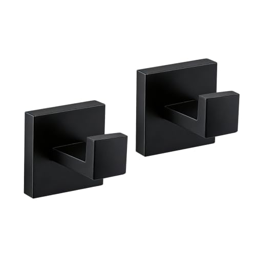 JOPOFI 2 Piece Towel Hook - Bathroom Robe Hook - Matte Black - Product Imagery