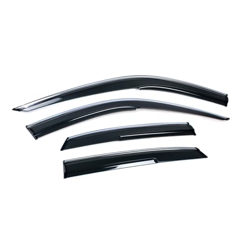 Premium Chrome Trim MU Style Smoke Tinted Window Visor Rain - Product Imagery