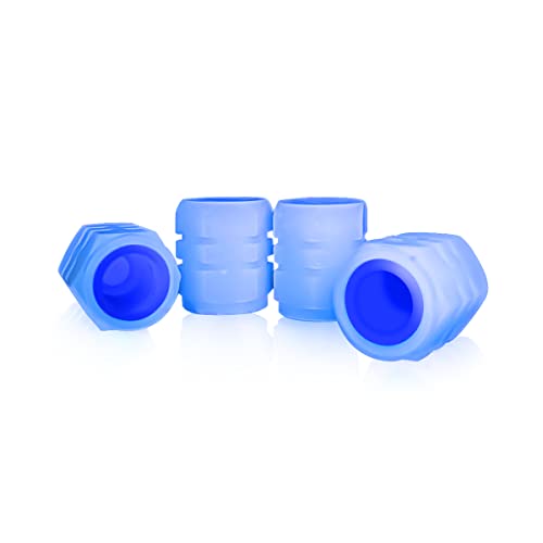 YALOK 4PCS Glow-in-Dark Tire Valve Stem Caps, Air Covers, Blue - Product Imagery