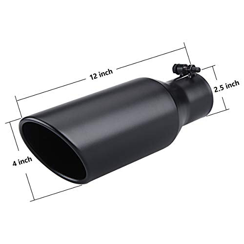LCGP 2.5 Inch Inlet Exhaust Tip 2.5" x 4" x 12" Black Exhaust - Product Imagery