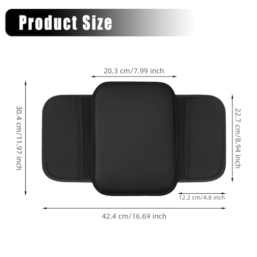 Car Center Console Cover, Leather Arm Rest Cover for Car with 2 - Product Imagery