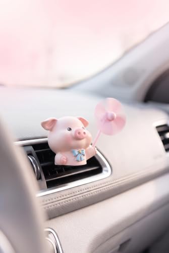 Cute Car Air Vent Clip, Piggy Spinning Fan Ornament, 3D Animal - Product Imagery