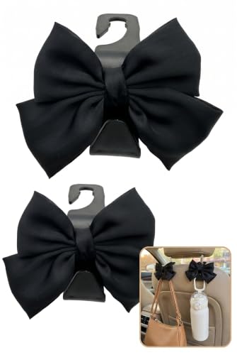 2 PCS Car Headrest Hook with Bow, Rear Car Seat Storage Hook, - Product Imagery