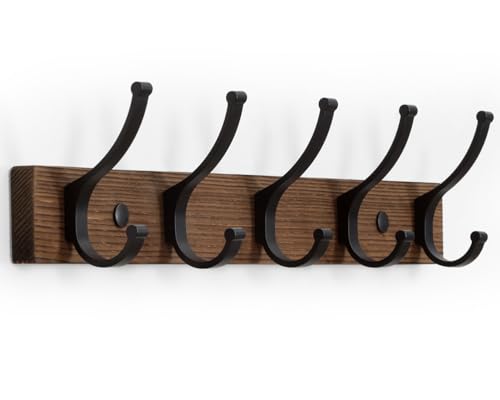 Optish Coat Rack Wall Mount, 16.5 Inches Wood Coat Hooks, Wall - Product Imagery