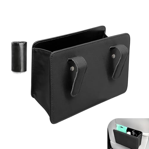 Car Trash Can,Leather Vehicle Trash Bin with 1 Roll Trash Bag, - Product Imagery