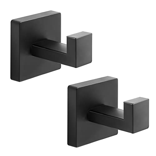 Heavy Duty Stainless Steel Towel Hooks, Wall Mounted Square Robe - Product Imagery