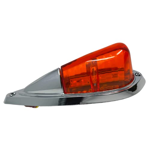 5X Amber 6 LED Teardrop Cab Marker Lights Kit [Chrome Base] [DOT - Product Imagery