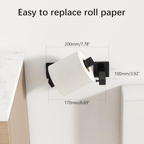FEILERN Toilet Paper Holder Matte Black, Wall Mounted Pivoting - Product Imagery