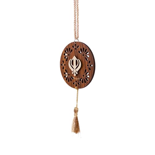 Thick 3D Khanda Sahib Punjabi CAR Rear View Mirror Hanging | - Product Imagery