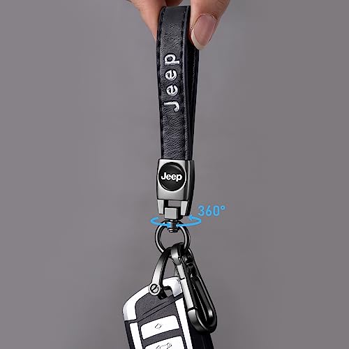 Genuine Leather Car Key Chain Compatible with Jeep Keychain Key - Product Imagery