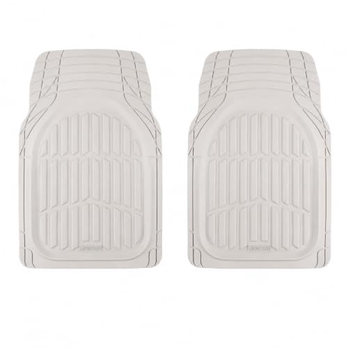 MotorTrend FlexTough White Car Floor Mats Rubber All Weather - Product Imagery