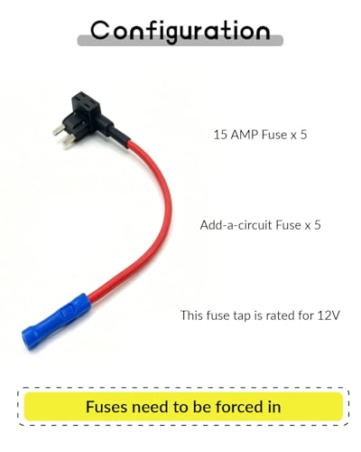 5 Pack 12V Car Add-a-Circuit Fuse TAP Adapter Mini Fuse Holder - Product Imagery