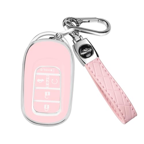 QBUC for Honda Key Fob Cover with Keychain (Pink) - Product Imagery