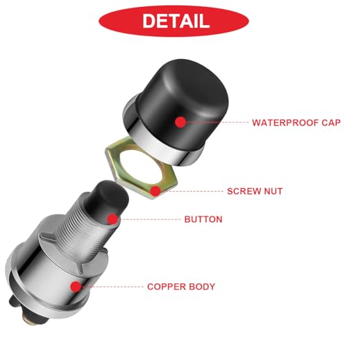 3pcs Red/Black Push Start Button Switch 12V 50A Heavy Duty - Product Imagery
