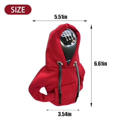 JOYCOURT Car Gear Shift Hoodie Auto Shifter Knob Cover, Red - Product Imagery