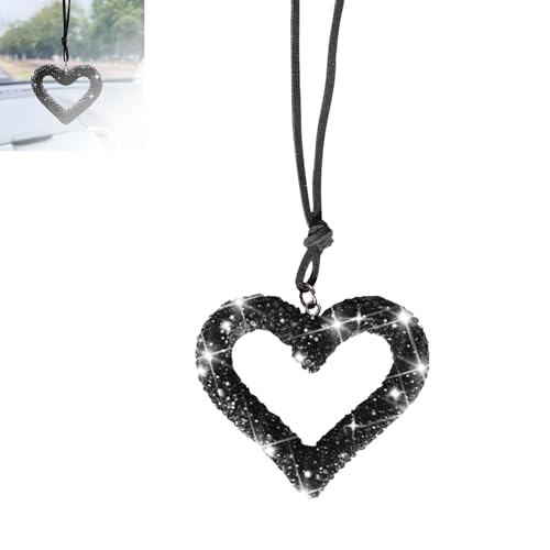 Bling Car Hanging Accessory, Heart-shaped Rhinestone Charm, - Product Imagery