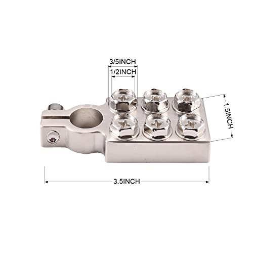 6 Way Battery Terminal Connector 6x00 (1/0) AWG Gauge Positive - Product Imagery