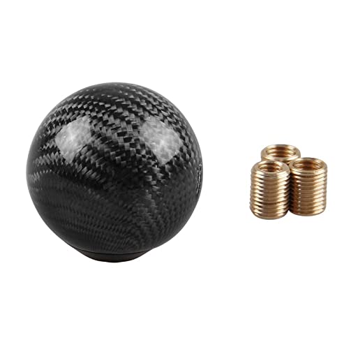 RYANSTAR Carbon Fiber Shift Knob with 3 Adapters Round Ball Black - Product Imagery