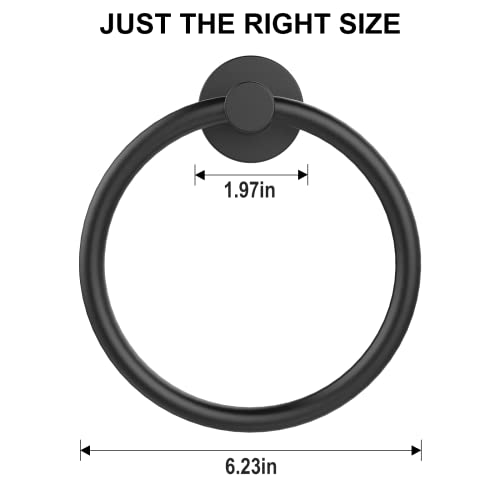 SetSail Towel Holder for Bathroom Wall Matte Black Towel Ring - Product Imagery