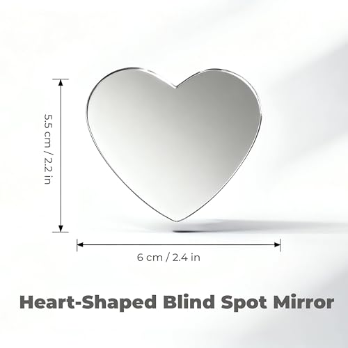 2 pcs Blind Spot Mirrors, 2" Heart Shaped HD Glass Convex 360° - Product Imagery