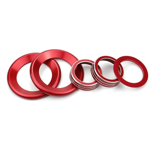 5-Pc Aluminum Knob Trim Kit for Honda Civic 2016-2021, Red - Product Imagery