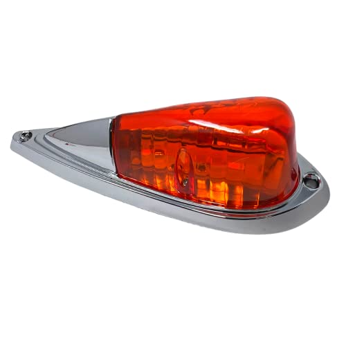 5X Amber 6 LED Teardrop Cab Marker Lights Kit [Chrome Base] [DOT - Product Imagery