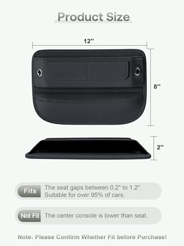 Universal Fit Premium Leather Car Seat Gap Filler Organizer, - Product Imagery