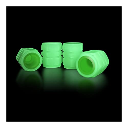YALOK 4PCS Glow-in-Dark Tire Valve Stem Caps, Air Covers, Green - Product Imagery