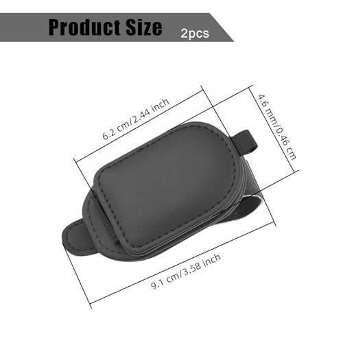 Sunglass Holder for Car Visor, Magnetic Leather Eyeglass Holder, - Product Imagery