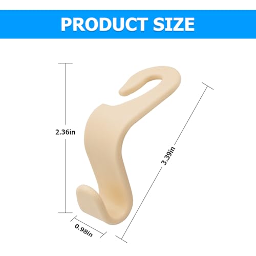 4 Pack Car Seat Headrest Hooks for Vehicle Seats, Beige - Product Imagery