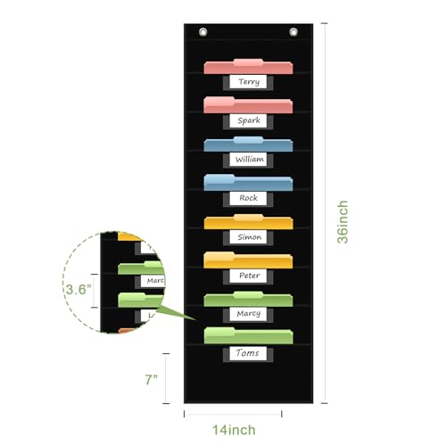 ANCOMEDO 8 Pockets File Storage Pocket Chart with 8 Nametag - Product Imagery