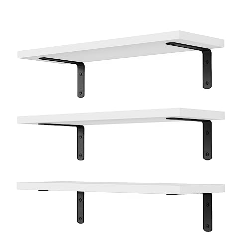 DOLLFIO Floating Wall Shelves, Decor & Storage, White, 16.5'', - Product Imagery