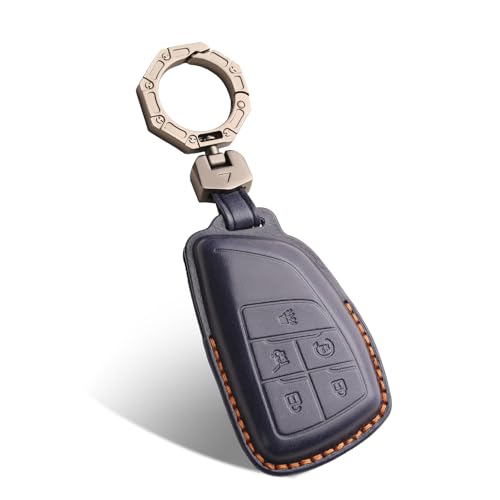 QBUC for Chevy Genuine Leather Key Fob Cover 6-Buttons (Dark - Product Imagery