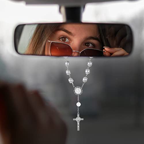 Cobee Car Rosary for Rearview Mirror, 2 Pieces Car Mirror - Product Imagery