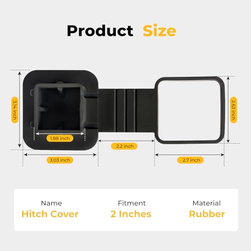 BougeRV 2 Inch Trailer Hitch Cover, Tow Tube Plug Insert Cap, 1 - Product Imagery