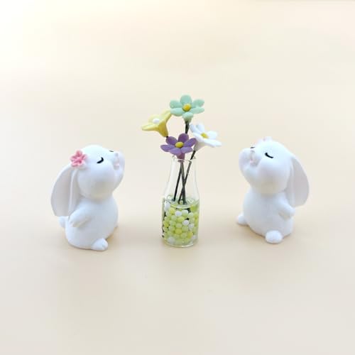Cute Rabbit Car Dashboard Accessories Flowers Rear View Mirror - Product Imagery