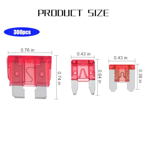 300PCS Car Fuses Assortment Kit, Standard, Small & Mini Autom - Product Imagery
