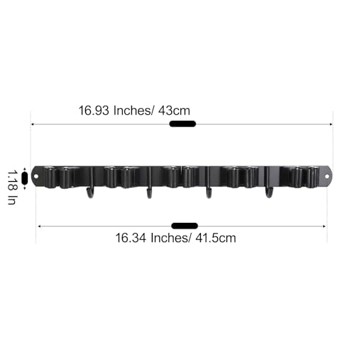 voze 5 Racks and 4 Hooks Mop and Broom Holder Wall Mount, Self - Product Imagery