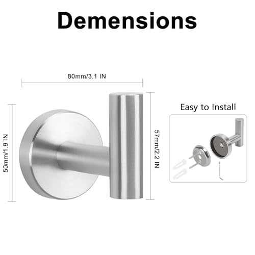 NearMoon Bath Towel Hooks- SUS 304 Stainless Steel Robe Hook - Product Imagery