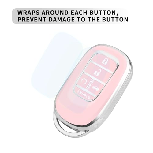 QBUC for Honda Key Fob Cover with Keychain (Pink) - Product Imagery