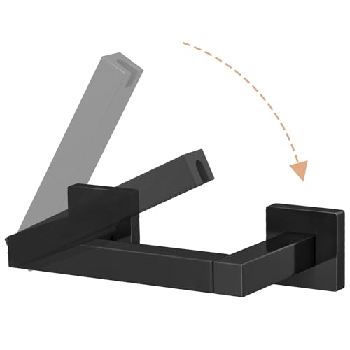 FEILERN Toilet Paper Holder Matte Black, Wall Mounted Pivoting - Product Imagery