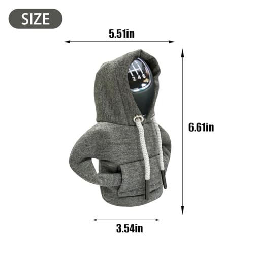 JOYCOURT Car Gear Shift Hoodie Auto Shifter Knob Cover, Gray - Product Imagery