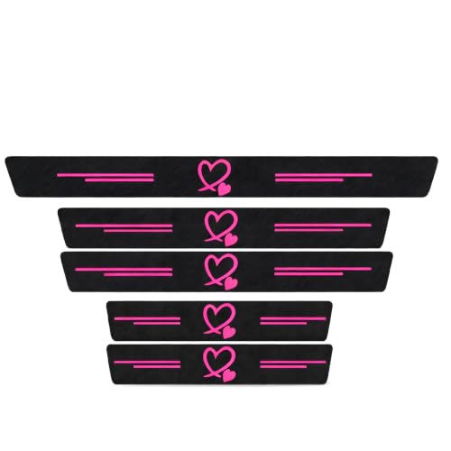 5 PCS Car Heart Pattern Door Sill Protector, Carbon Fiber - Product Imagery