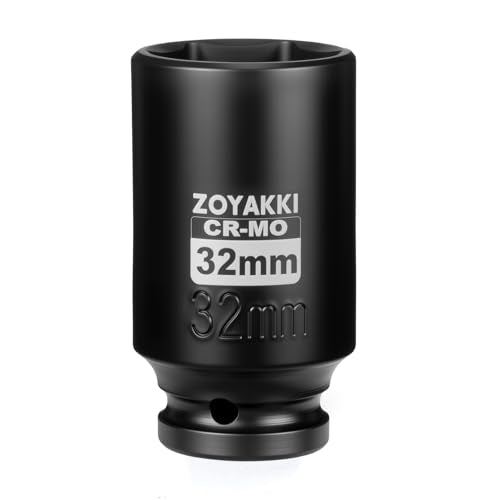1/2" Drive 32mm Deep 6 Pt CR-MO Metric Impact Socket for Axle - Product Imagery