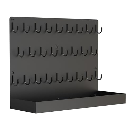 Key Holder for Wall, Metal Key Rack with 26 Hooks, 17" x13" Wall - Product Imagery