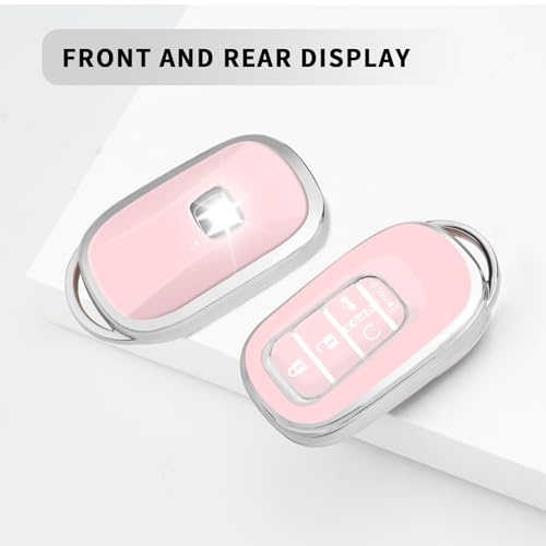QBUC for Honda Key Fob Cover with Keychain (Pink) - Product Imagery