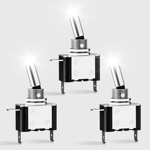 Nilight 3 Pack LED Toggle Switches 20A SPST On Off 3Pin Rocker - Product Imagery