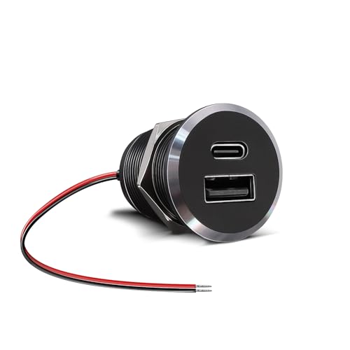 Aluminum 12V USB Outlet, Dual Port Fast Charging Car Charger - Product Imagery