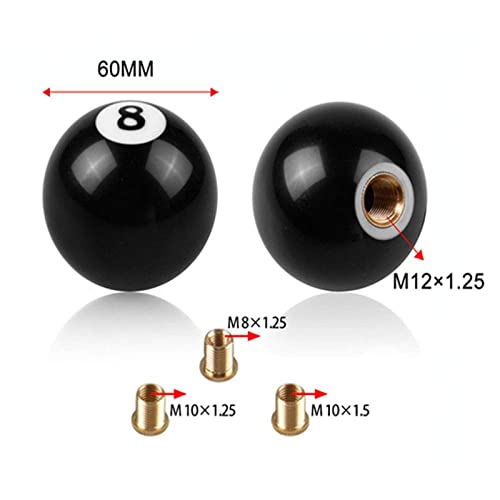 RYANSTAR 8 Ball Shift Knob Acrylic Gear Shifter with 3 Adapters - Product Imagery